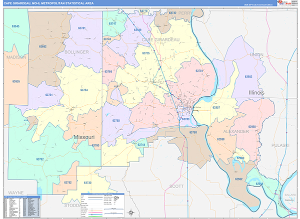 Cape Girardeau Metro Area Wall Map
